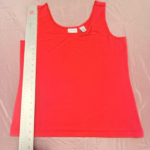 Chico's Red/Orange Scoop neck Stretch Sleeveless Tank Top Size 1/Medium - Picture 6 of 7